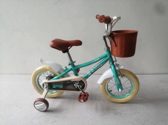 12 Inch Kids Bike With Basket And Brake Green Color Bicycle For Children