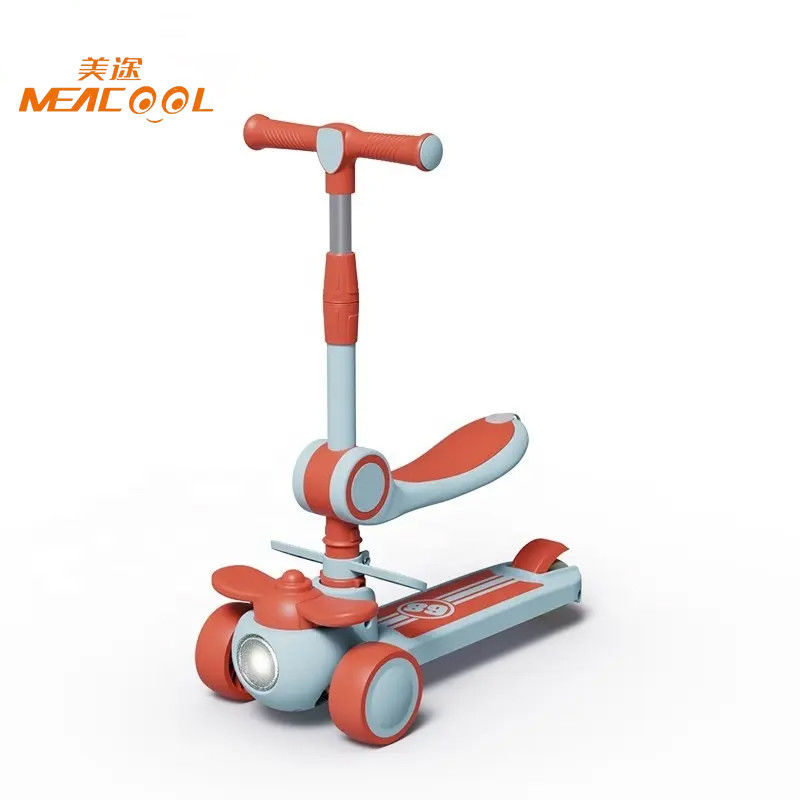 Adjustable Height Kids 3 Wheel Scooter With One Button Folding