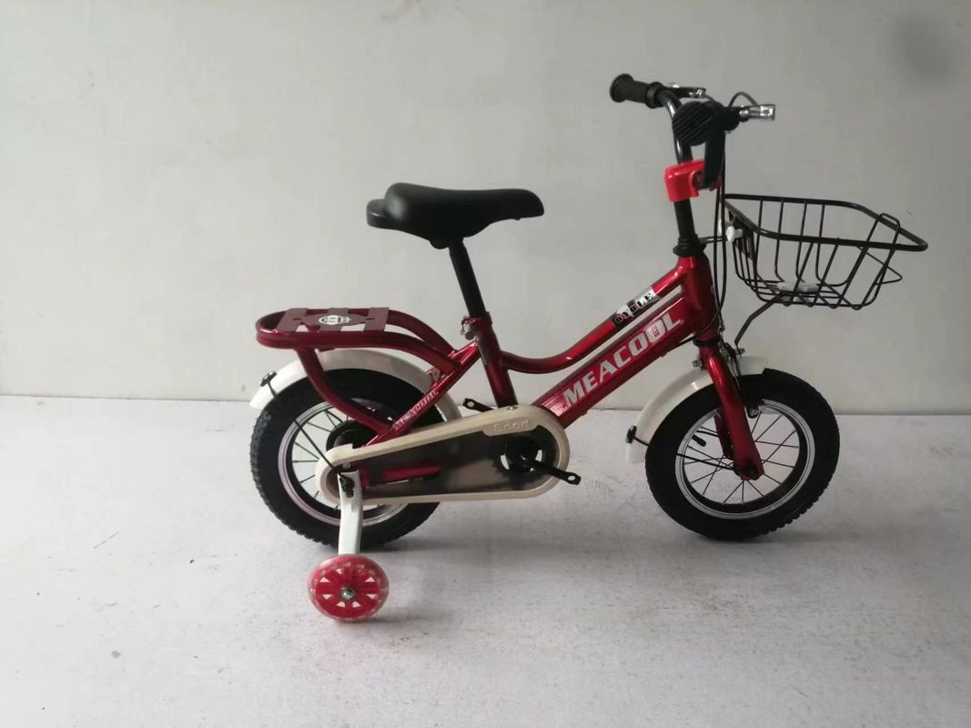 Children Steel Frame Bicycle With Steel Basket With Training Wheel